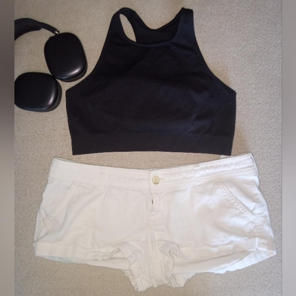 All in Motion, Black, Full Coverage, Racer back Sports Bra, Size Medium